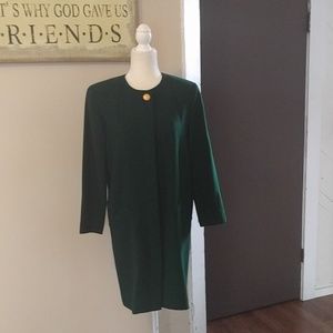 Kelly Graham green wool long blazer jacket